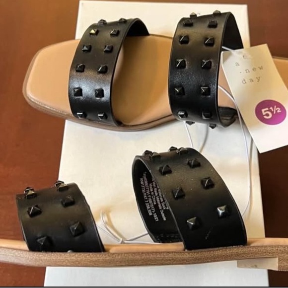 Black Studded Women's Sandals - Picture 5 of 6